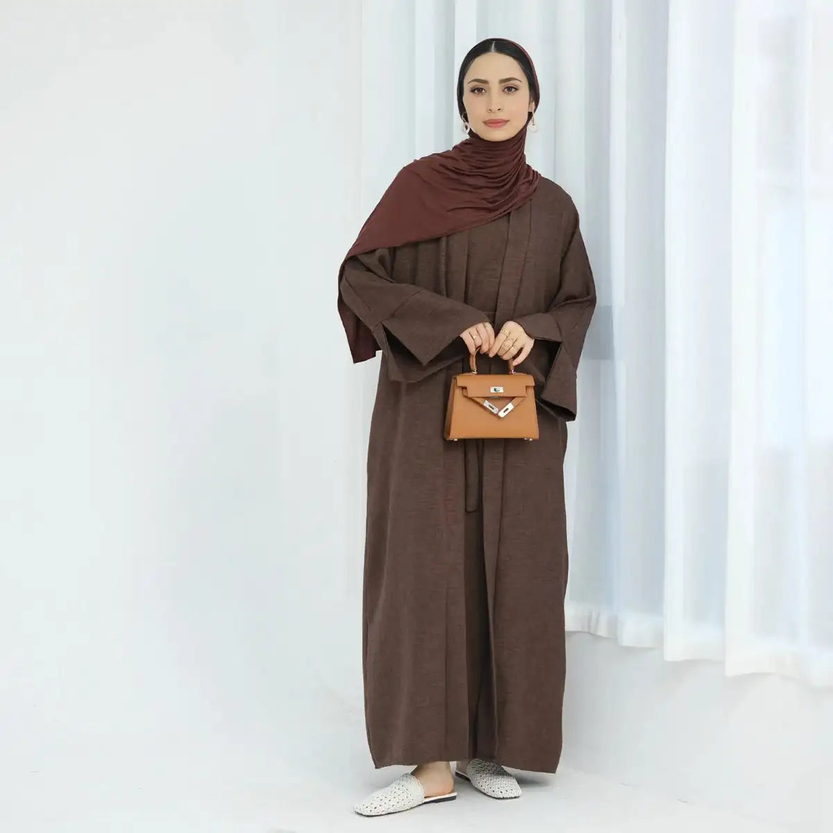 Modest Fashion 2 Piece Open Abaya Dress Set with Inner Sleeveless Dress - Islamic Prayer Outfit for Women, Eid & Special Occasions
