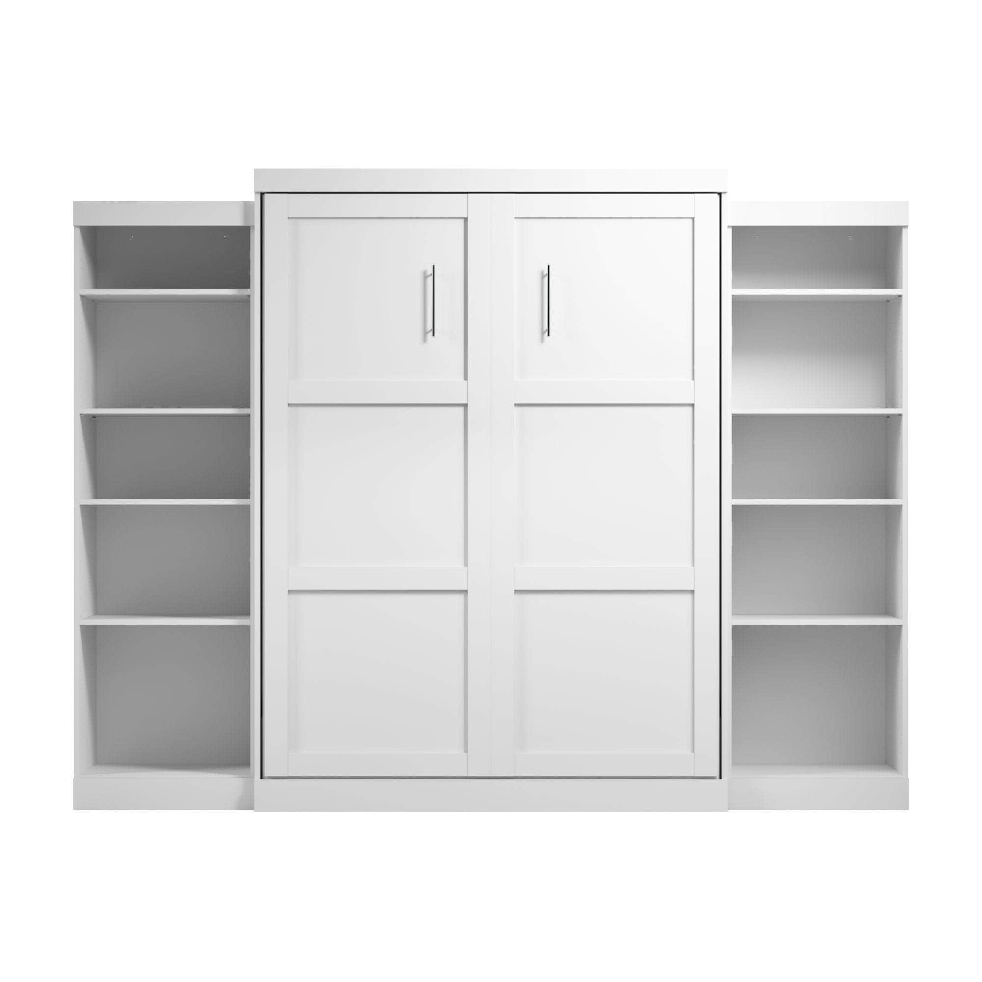 Pur Queen Murphy Wall Bed with 2 Storage Units (115W) - 7 Color Options | Space-Saving Foldable Bed for Small Apartments, Guest Rooms & Home Offices