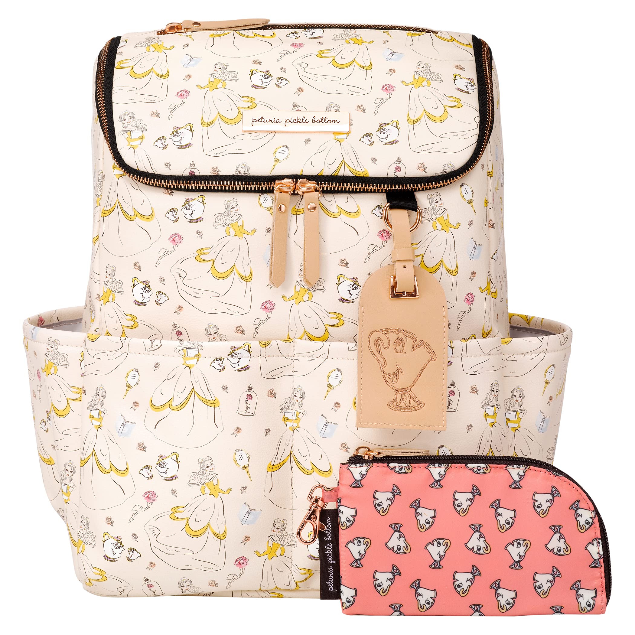 Petunia Pickle Bottom Method Backpack - Stylish Baby Diaper Bag for Modern Parents | Disney Beauty and The Beast Belle Design | Perfect for Daycare, Travel & On-the-Go Families
