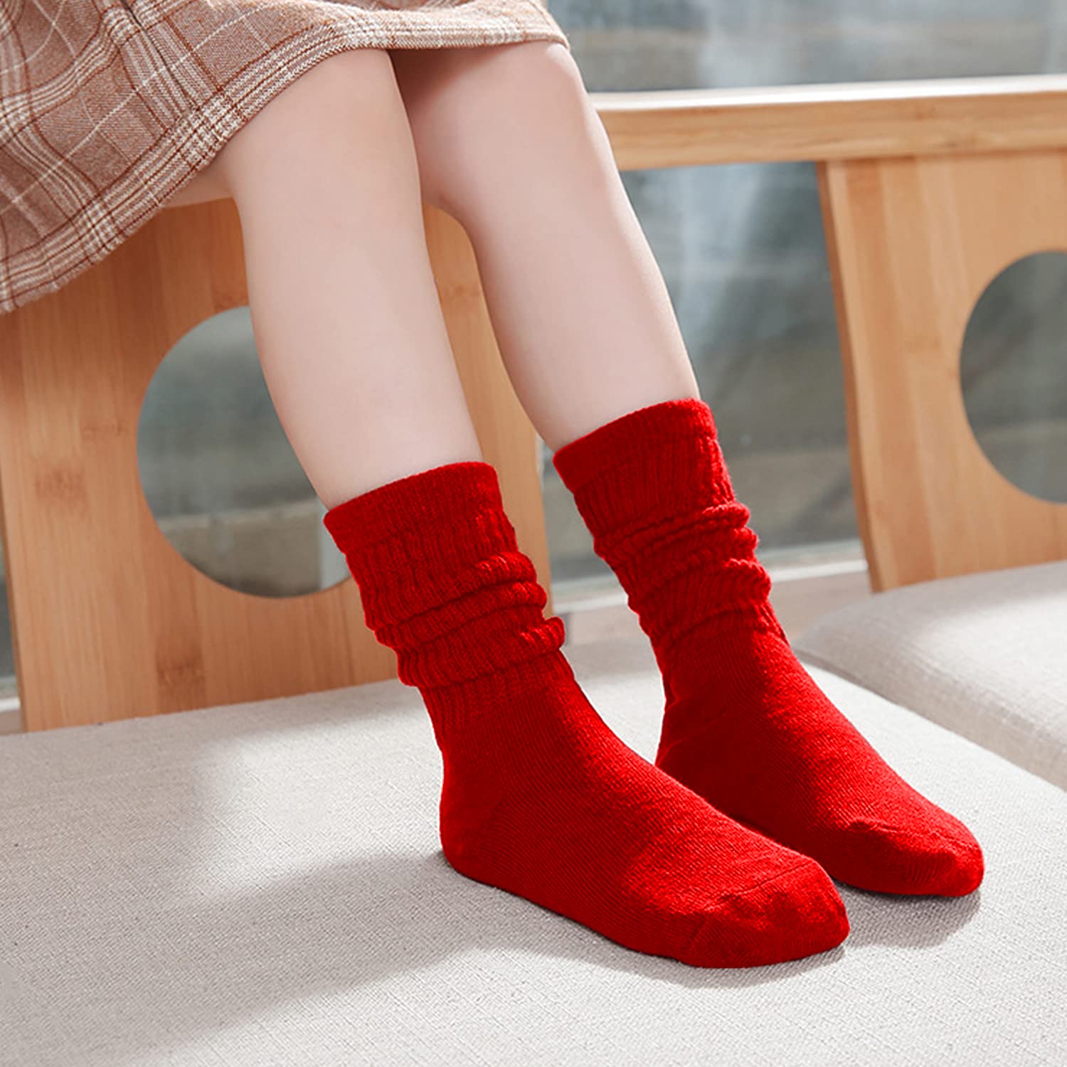 DOOVID Toddler Knee High Socks for Boys & Girls - Soft Cotton Crew Socks with Non-Slip Grip - Perfect for School, Playtime & Cold Weather Comfort