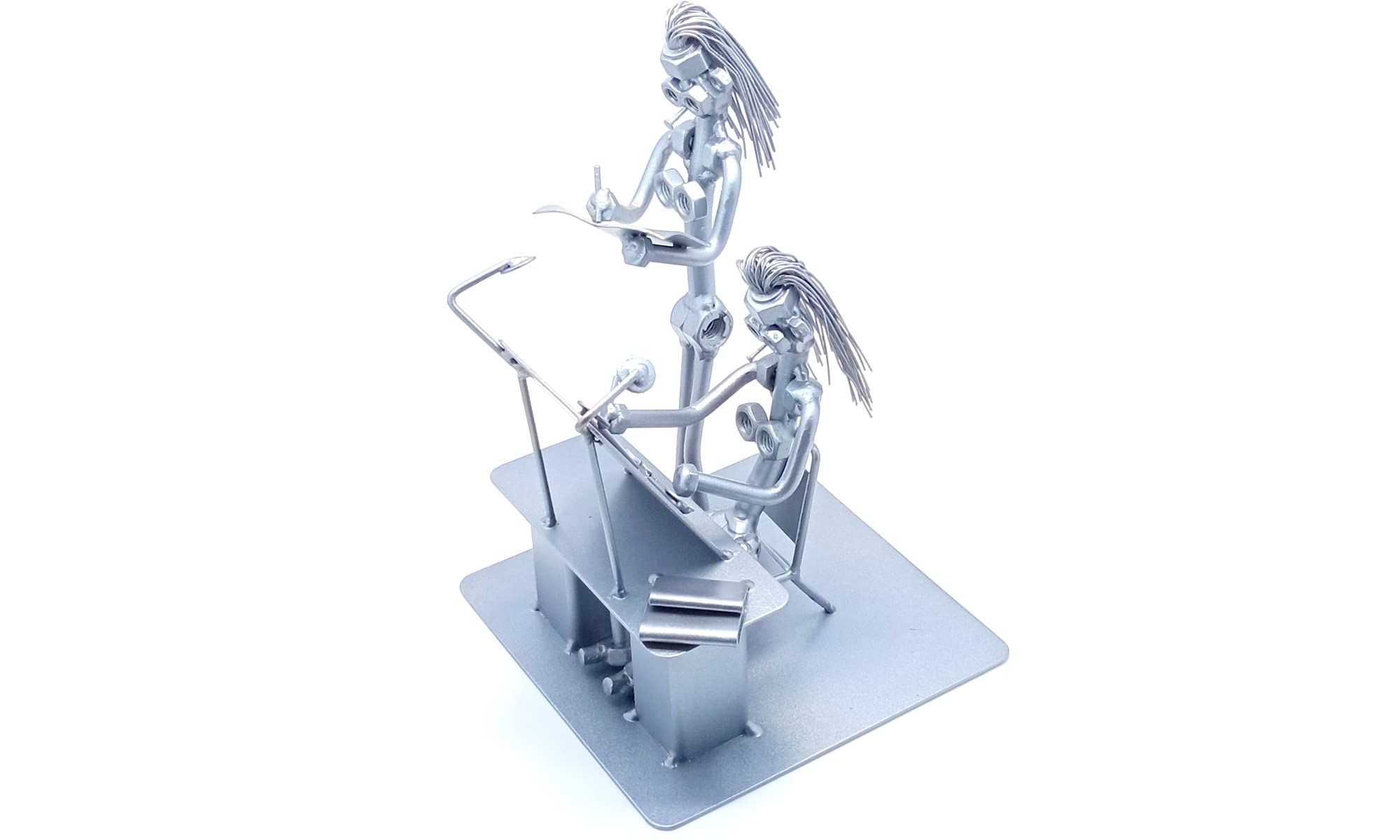Women Engineer Nuts and Bolt Sculpture - Unique Graduation Gift for Engineers | Funny Scrap Metal Art for Engineering Students | Perfect Office Desk Decor & STEM Gift Idea