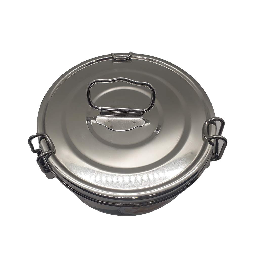 6-Inch Diameter 1-Qt Stainless Steel Flanera with Lid, Handle & Lock - Perfect for Baking, Food Storage & Meal Prep