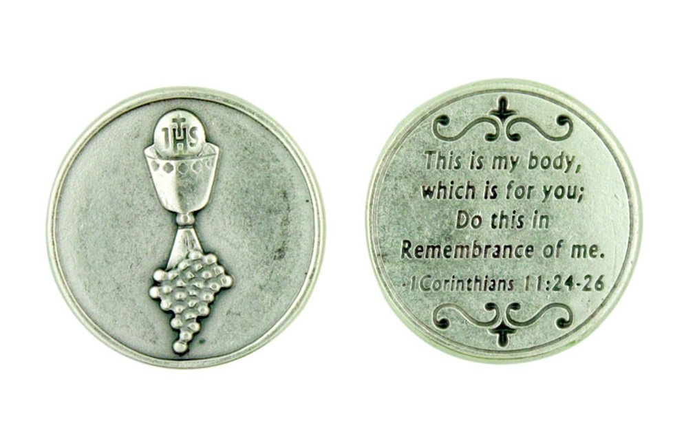 First Communion Pocket Token with Prayer - Religious Keepsake Gift for Catholic Children - Perfect for First Holy Communion Ceremonies & Special Occasions