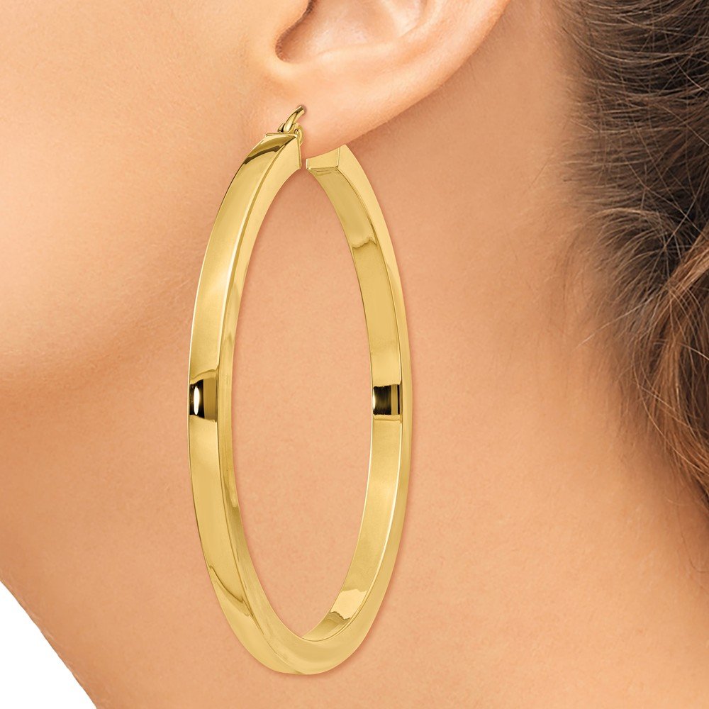 14K Yellow Gold 3mm Polished Square Hoop Earrings for Women - Hypoallergenic Luxury Jewelry - Perfect for Everyday Wear, Parties & Special Occasions