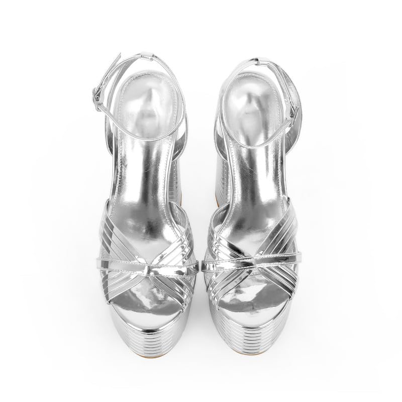 Women's Chunky High Heel Sandals with Ankle Strap - Platform Heels for Comfort & Style - Perfect for Parties, Date Nights & Office Wear
