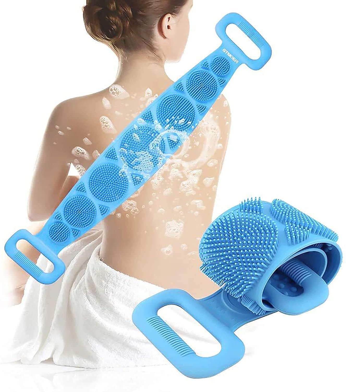 Collapsible Silicone Bath & Body Brush with Shampoo Dispenser - Exfoliating Back Scrubber for Deep Cleaning & Gentle Massage - Shower Scrubber for Men, Women & Kids - Perfect for Exfoliation & Relaxation in Bath or Shower (Multicolor)