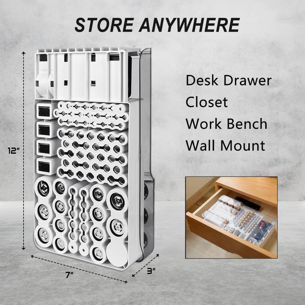 Premium Battery Organizer Storage Case with Tester - Waterproof & Dustproof Hard Battery Vault Holds 93 AA/AAA/C/D/9V Batteries - Ideal for Home, Office, Emergency Kits & Travel Accessories