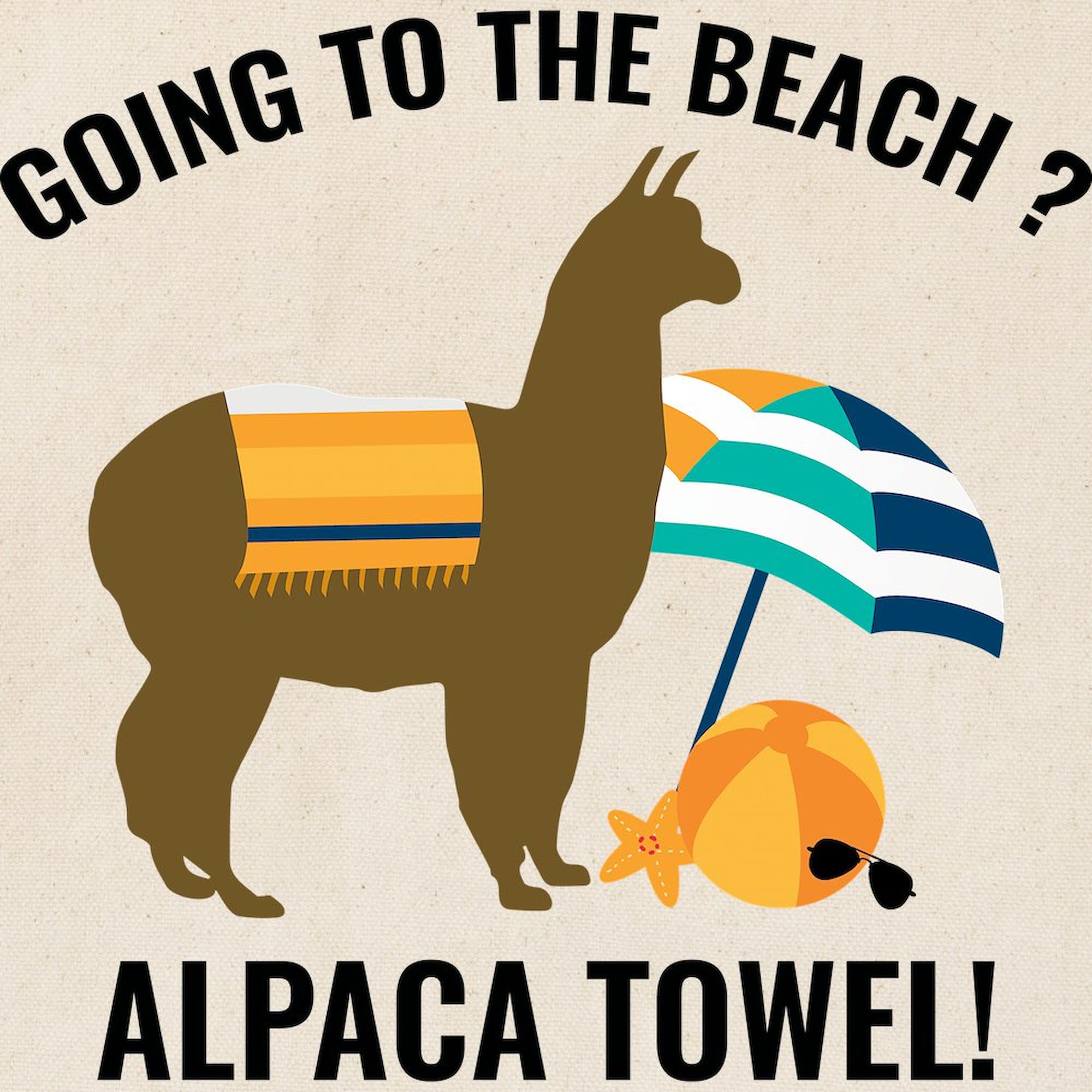 **Alpaca Towel Tote Bag - Natural Canvas Reusable Shopping Bag for Beach, Gym & Groceries | Eco-Friendly & Durable**