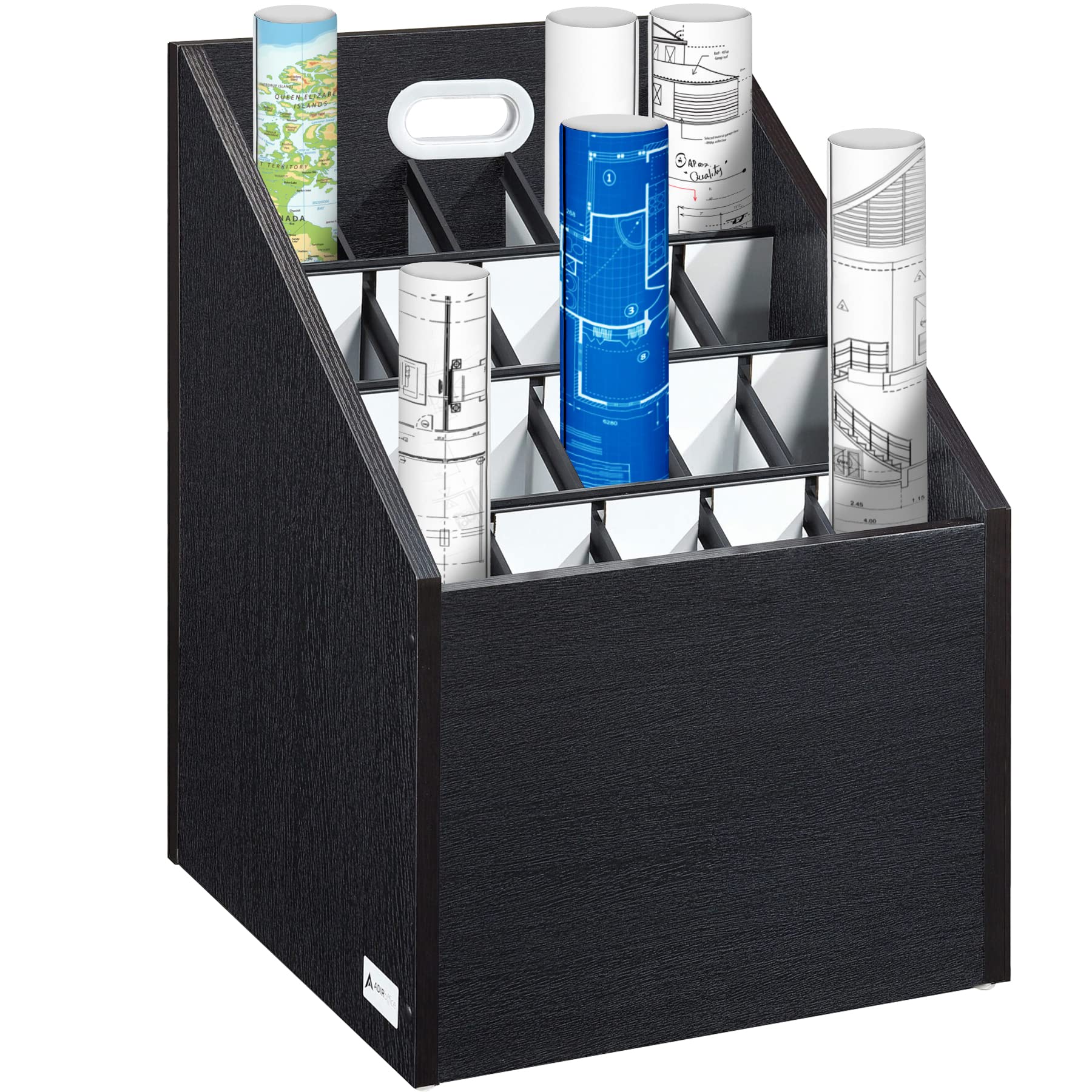 Adir Wooden Blueprint Storage Organizer Cart - Portable Plan & Map Holder, Construction Document Cabinet, Poster Organizer for Architects & Engineers - Perfect for Office, Studio & Job Site Use