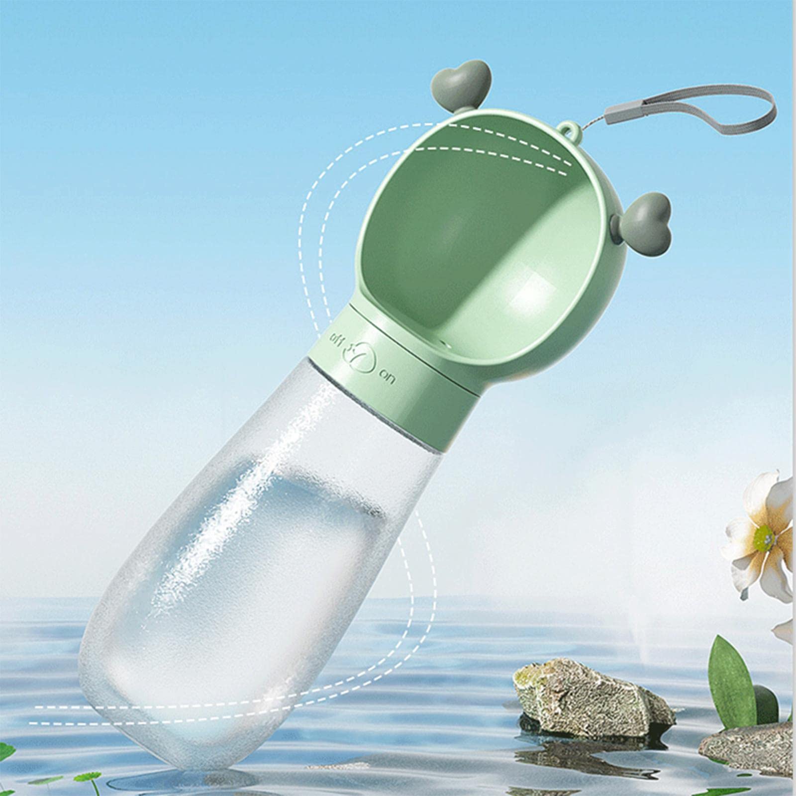 Enakshi 350ml Portable Dog Water Bottle with Bowl - Leak-Proof Travel Water Dispenser for Dogs, Green | Pet Supplies for Hiking, Walking & Outdoor Adventures