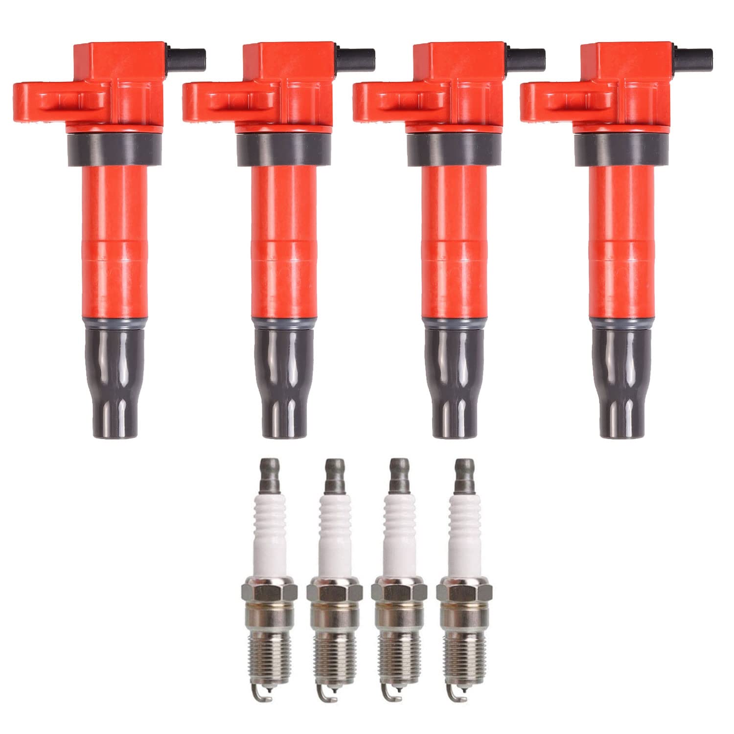 ENA Set of 4 High Performance Ignition Coils with 4 Platinum Spark Plugs - Compatible with Hyundai Azera, Sonata, Veracruz, Sedona, Optima - Improve Engine Power & Fuel Efficiency for Daily Commuting & Long Drives