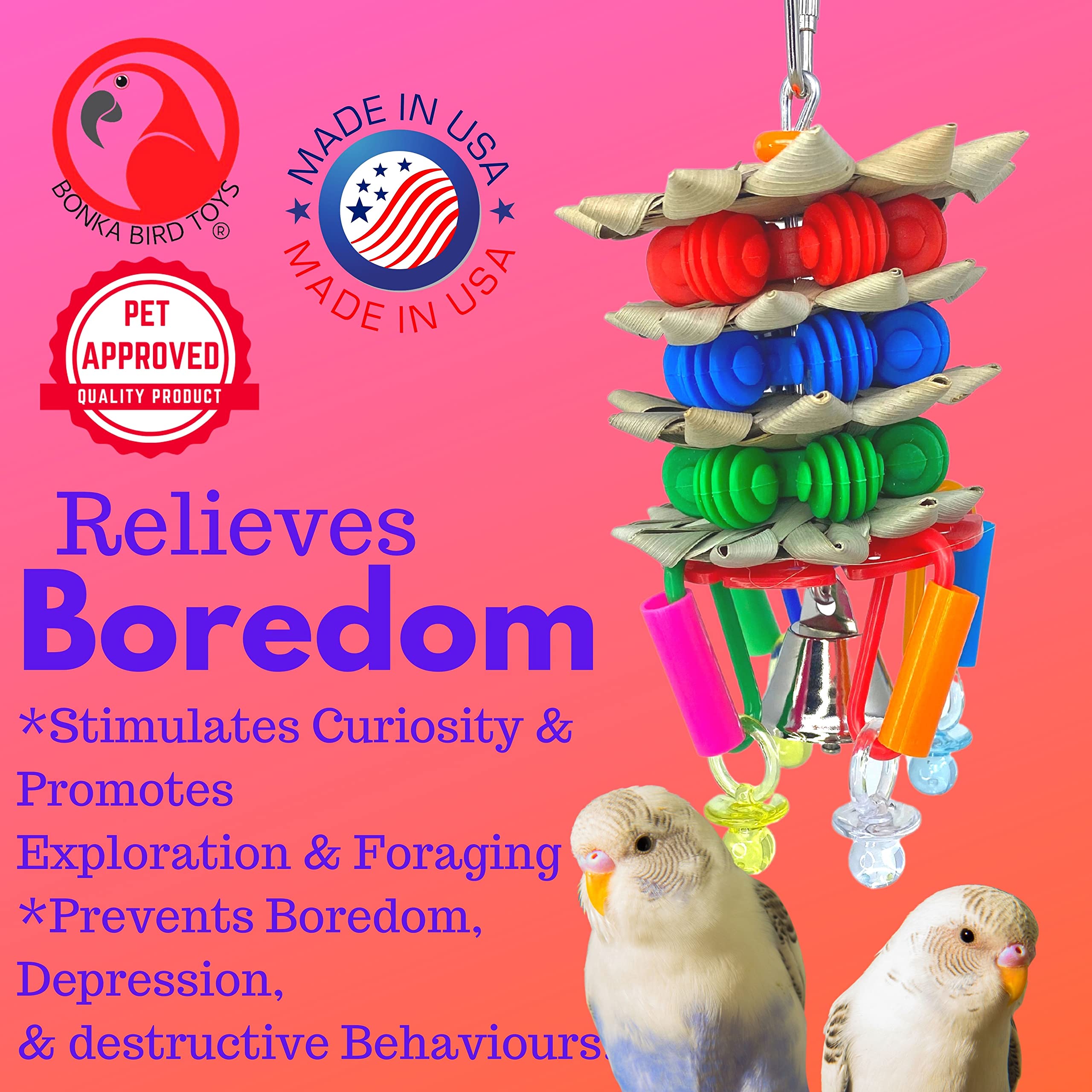 Bonka Bird Toys 3648 Bumpy Flower Chew Toy for Small Birds - Natural Wooden Parrot Toy for Cockatiels, Parakeets & Lovebirds - Perfect for Cage Enrichment & Beak Exercise