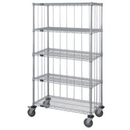 Sturdy 63-Inch Chrome Wire Shelving Cart with 4 Adjustable Shelves - Heavy Duty Storage Solution for Garage, Warehouse, Kitchen & Retail Organization