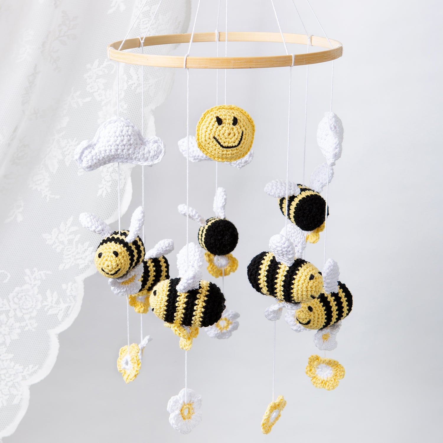Lewis the Bee Nursery Mobile Crochet Kit - DIY Baby Crib Hanging Decor with Bee Design - Perfect for Newborn Nursery, Baby Shower Gift & Handmade Nursery Decorations