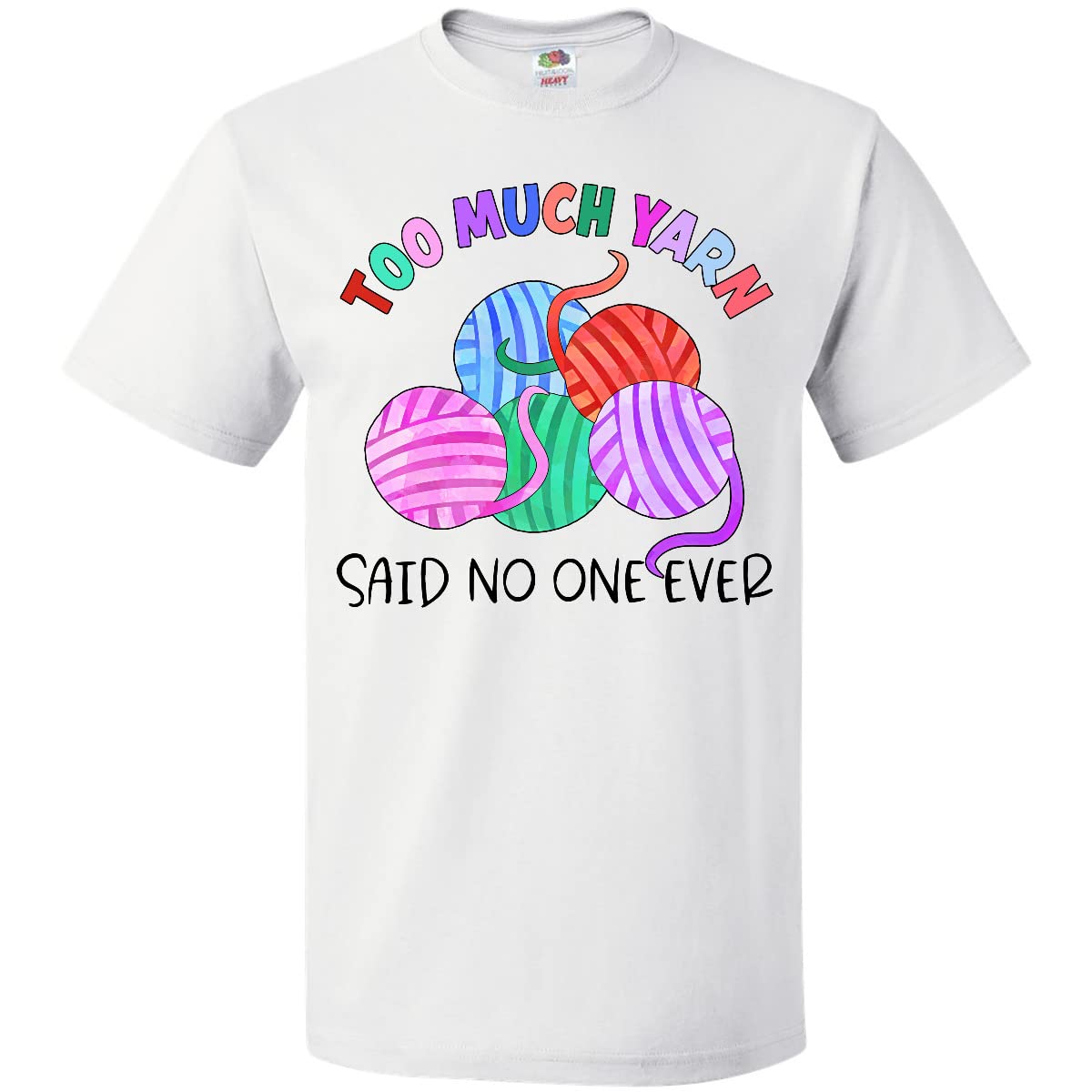 Inktastic 'Too Much Yarn Said No One Ever' Funny Knitting Lover T-Shirt - Perfect Gift for Yarn Enthusiasts & Knitters (Casual Wear, Craft Parties, Knitting Events)