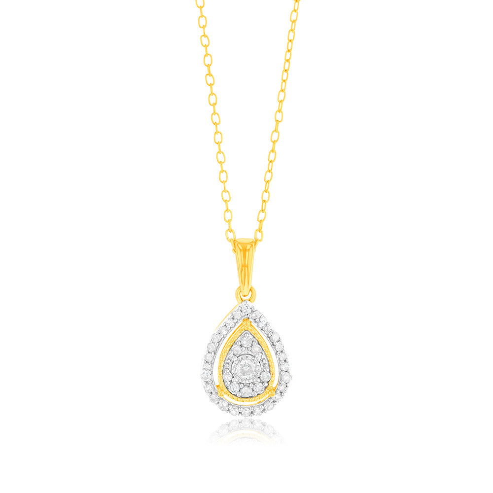 0.45 Carat Diamond Earrings and Pendant Set in 14K Gold Plated Sterling Silver with 45cm Chain - Elegant Jewelry Gift for Women, Perfect for Weddings, Anniversaries and Special Occasions