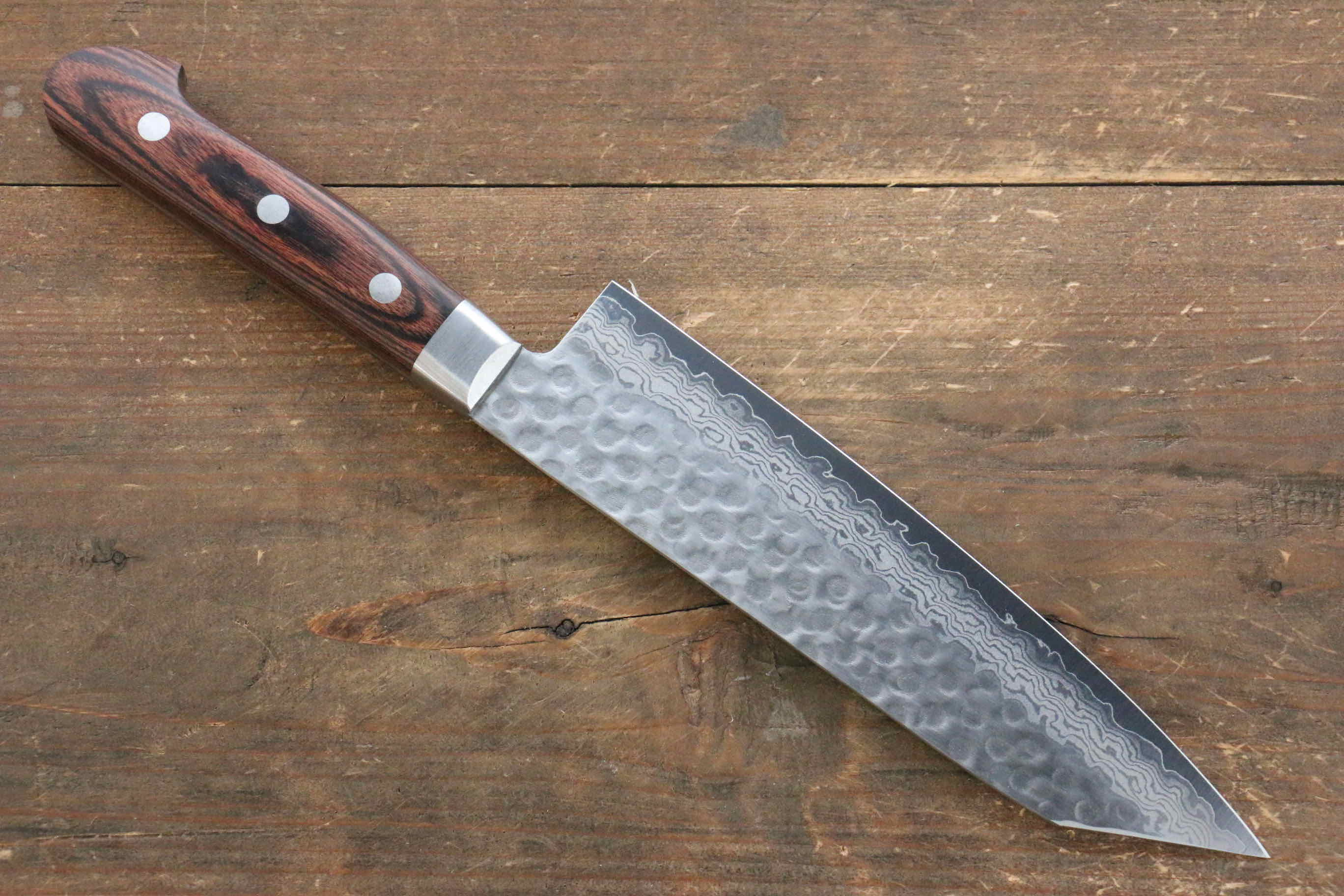 Premium Jikko VG10 17-Layer Kiritsuke Santoku Knife 170mm - Japanese Damascus Steel with Mahogany Handle - Perfect for Sushi, Vegetables & Meat Slicing