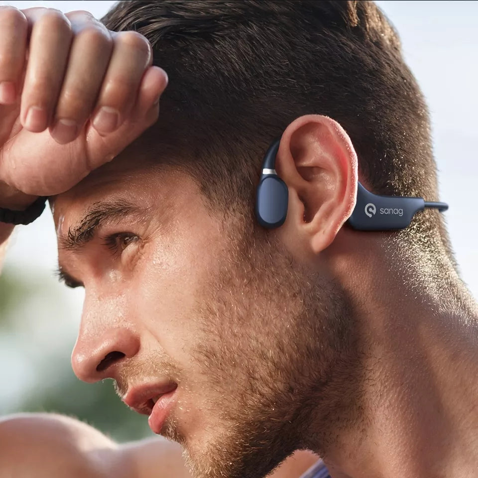Sanag A5X Pro Open Ear Wireless Bluetooth Sports Headphones - Air Conduction Technology for Running, Cycling & Gym Workouts - Sweatproof & Lightweight Design