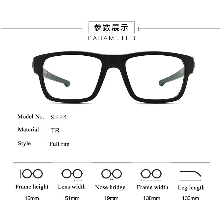 Bclear TR 90 Titanium Full Rim Sports Eyeglasses for Men - Lightweight & Durable Frame (Model ZT9224) - Perfect for Running, Cycling & Outdoor Activities