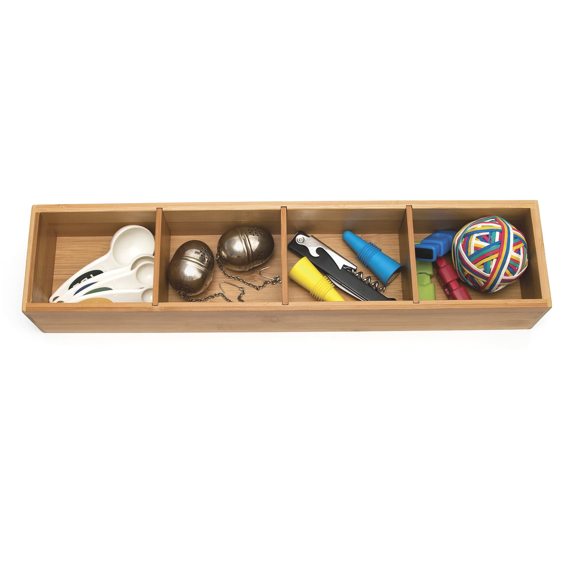Lipper International 8884 Bamboo Wood 4-Part Drawer Organizer with Removable Dividers - 17.5