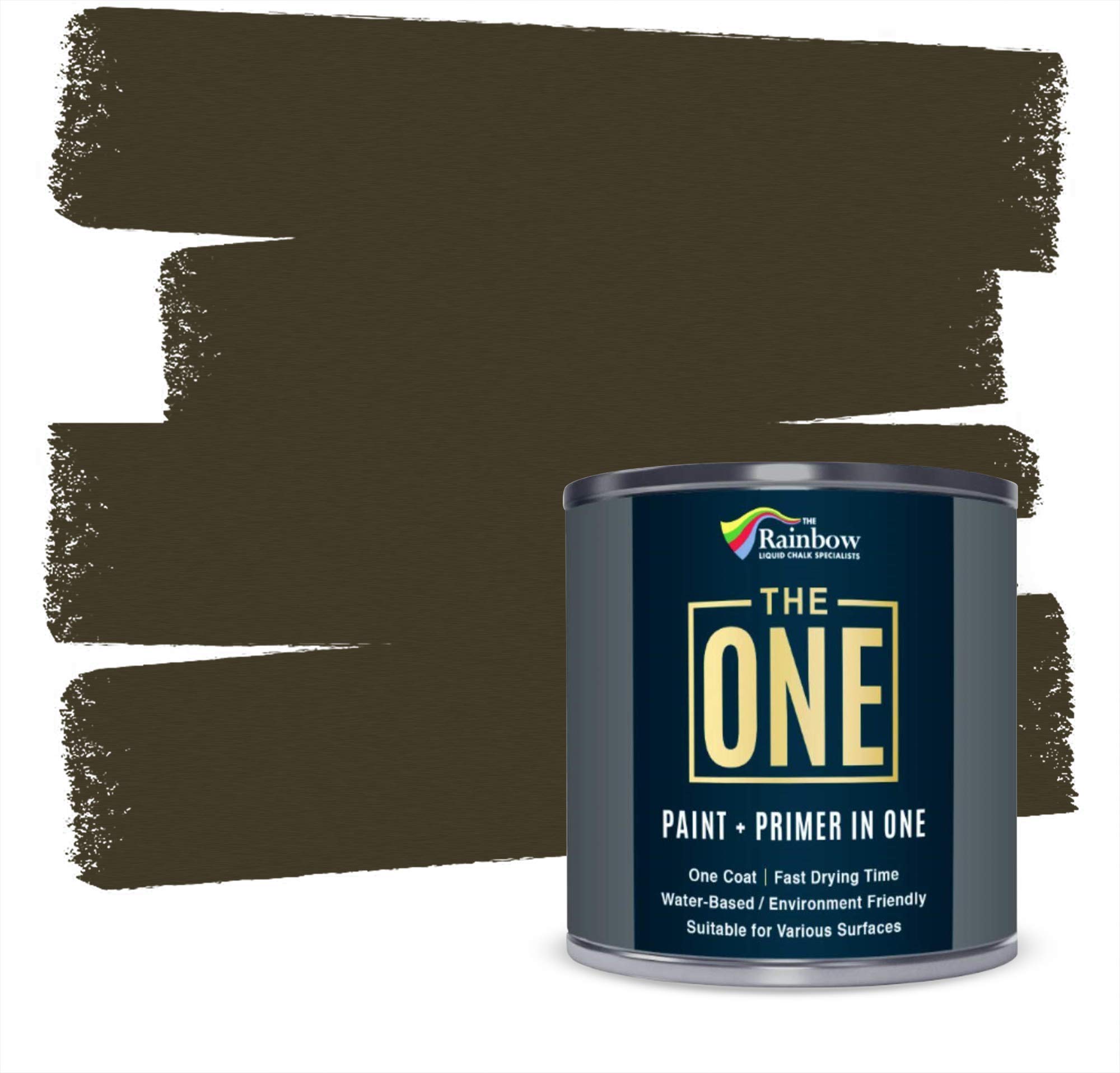 THE ONE Paint & Primer: Most Durable All-in-One Interior & Exterior Paint for Furniture, Cabinets, Doors, Walls - Fast Drying Matte Finish (Brown, 1 Liter) - Perfect for Kitchen, Bathroom & DIY Home Projects