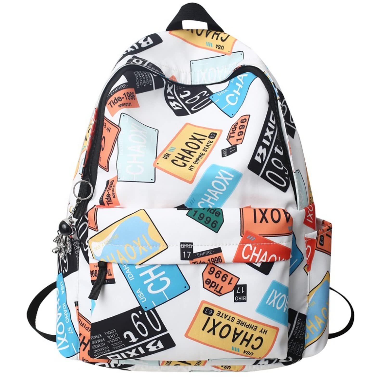 **Stylish Lightweight Waterproof Backpack for Teen Girls & Boys - Cute Cartoon School Bookbag with Side Pockets - Perfect for Middle School, Travel, Day Trips & Holiday Gifts (White)**