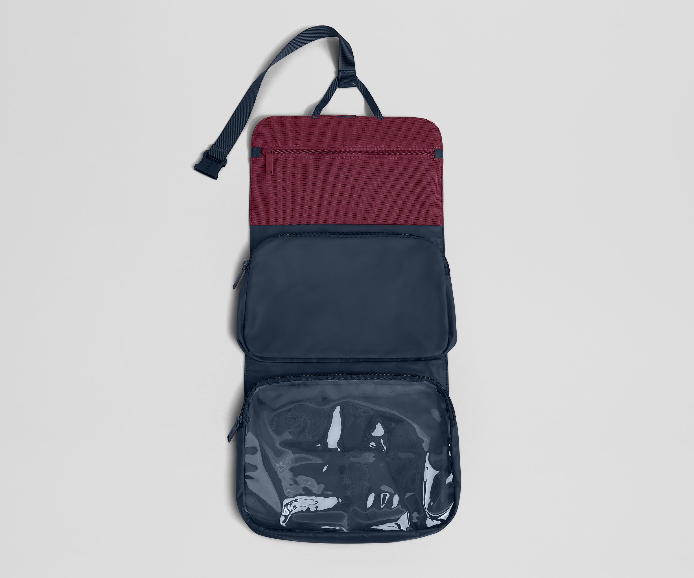 Navy Blue Hanging Toiletry Bag for Travel - Waterproof Cosmetic Organizer with Multiple Pockets, Perfect for Bathroom Storage & Camping Trips