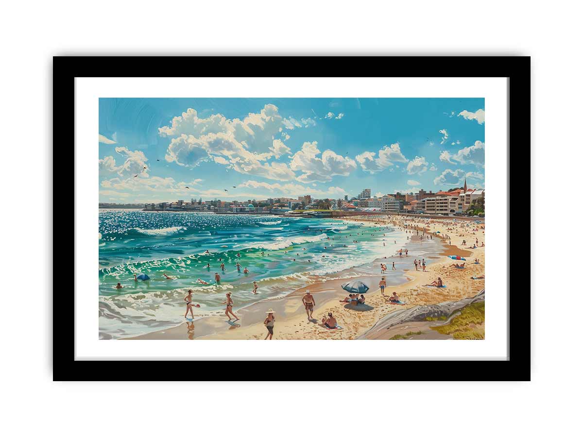 Bondi Beach Art Framed Print - Stunning Australian Coastal Wall Decor for Living Room, Bedroom & Office - Perfect Beach House Gift & Home Decoration