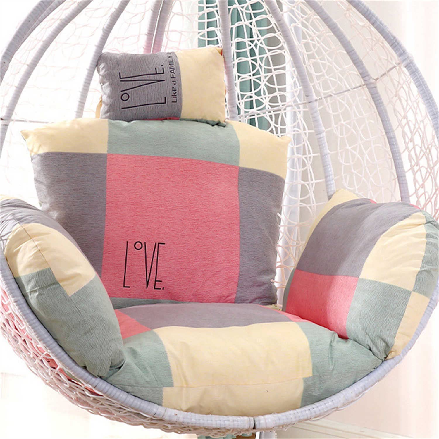Fluffy Replacement Cushion for Egg Chair Swing - Outdoor Hanging Chair Cushion with Headrest & Armrests | Comfortable Hammock Chair Pad for Patio, Garden, or Balcony Relaxation