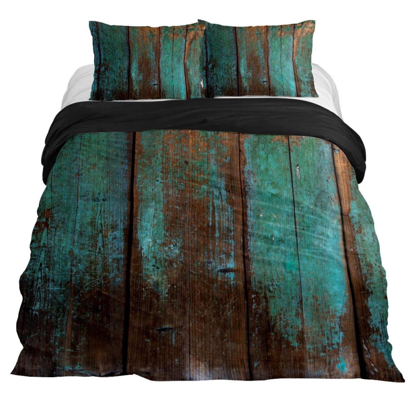 Vintage Grunge Wood Panels 3-Piece Bedding Set for Boys & Girls - Cartoon Duvet Cover, Bedspread, Pillowcase (King Size) | Perfect Gift for Daughter, Sister, Friend | Cozy Teen Room & Dorm Decor