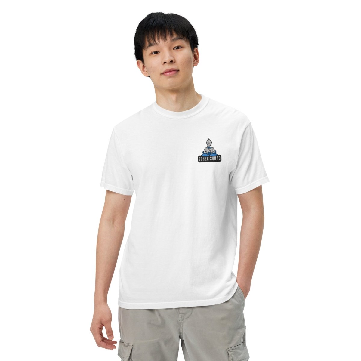 Sober Squad Embroidered Unisex Heavyweight Cotton T-Shirt - Comfortable Streetwear for Everyday Wear & Recovery Support