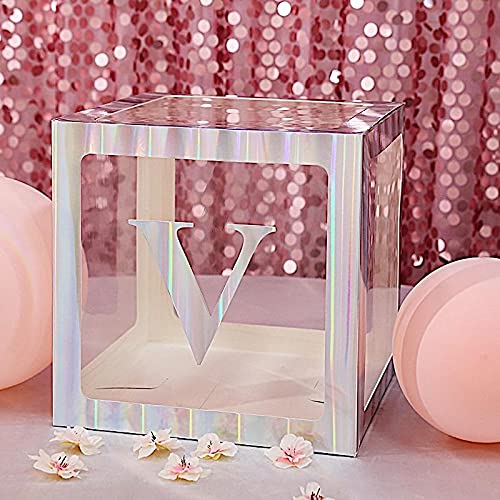 4 Pack Iridescent 5 Inch Letter V Stickers - Self-Adhesive Wall Decals for Party Backdrop, Nursery Decor, Photo Booth & Home Wall Art