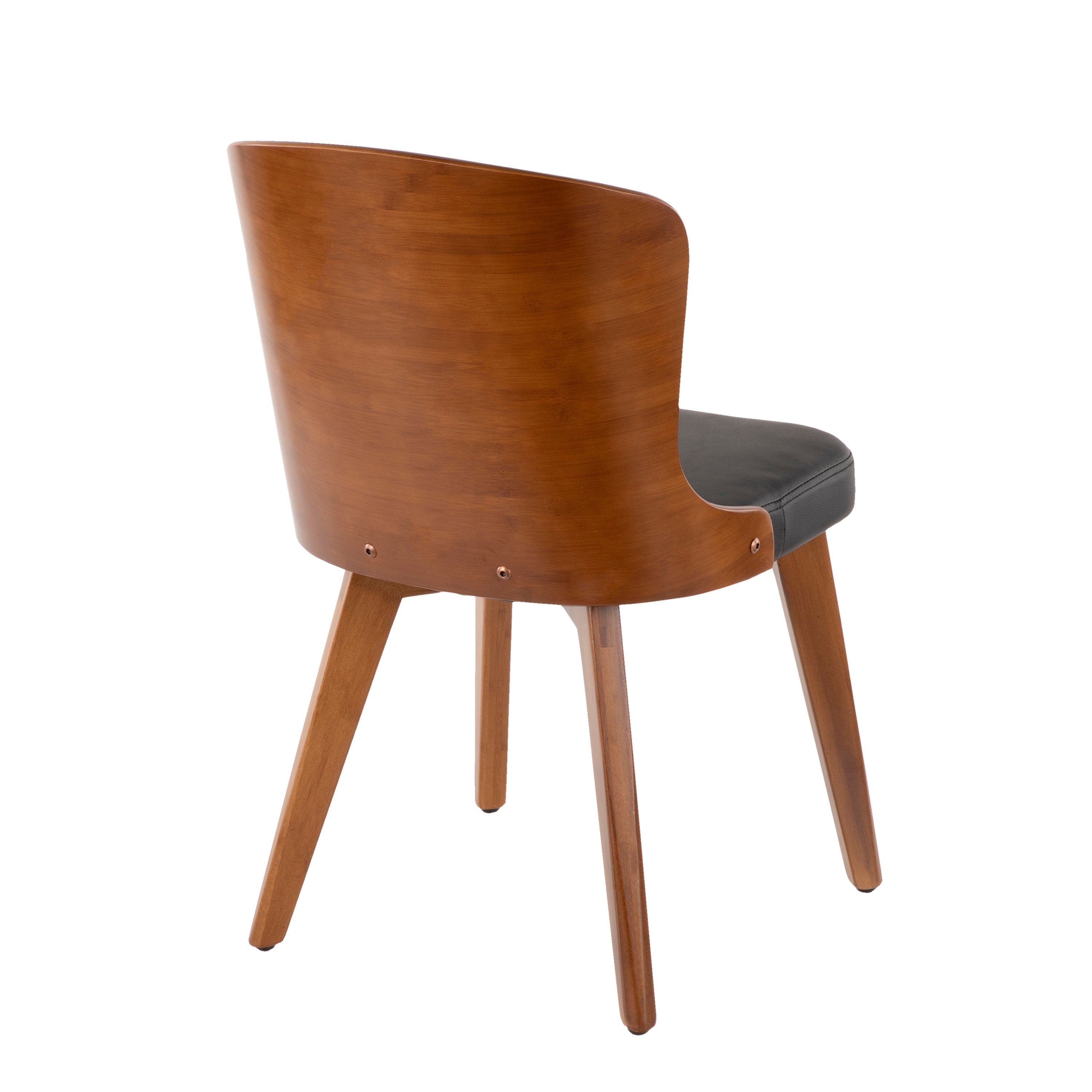 Bocello Mid Century Modern Chair - Walnut Wood Frame & Black Faux Leather Upholstery by LumiSource - Perfect for Living Room, Office or Dining Room Decor
