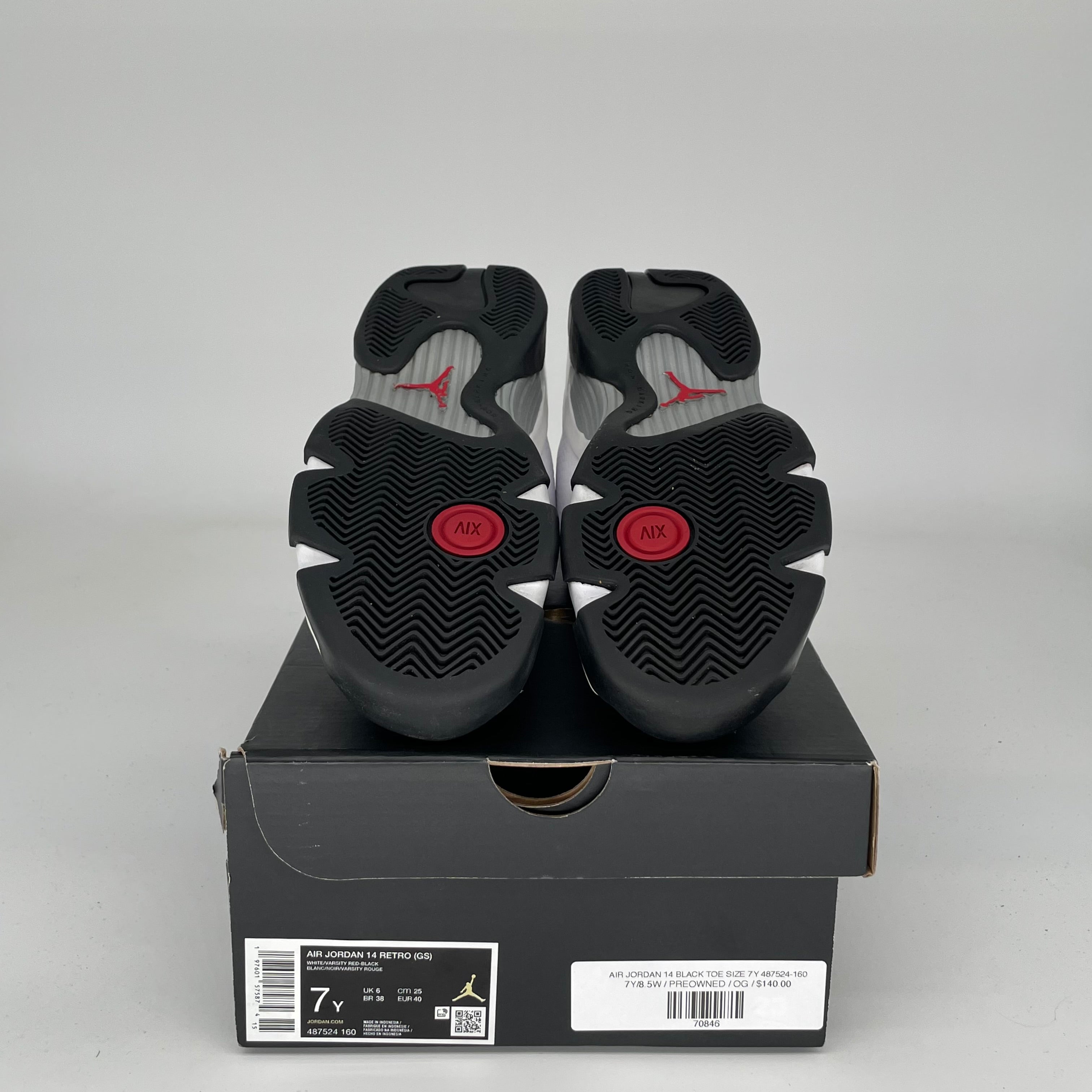 AIR JORDAN 14 Retro Black Toe Basketball Shoes - Size 7Y (487524-160) - Men's & Kids' Sneakers for Sports & Streetwear Fashion