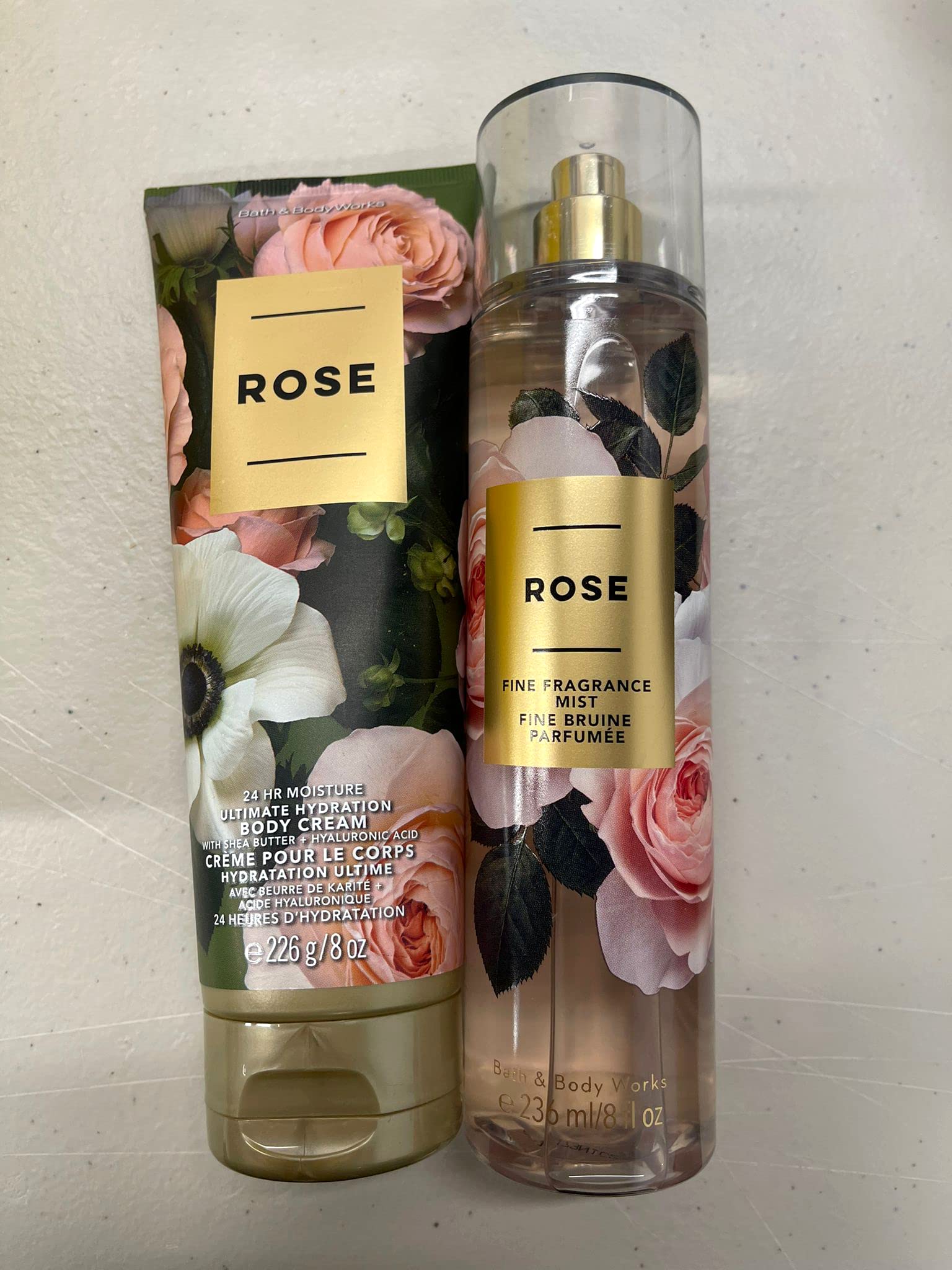 Bath and Body Works Rose Ultra Shea Body Cream & Fine Fragrance Mist Set - 8 Oz | Hydrating Moisturizer & Long-Lasting Perfume for Women | Perfect for Daily Use, Gift Giving & Special Occasions