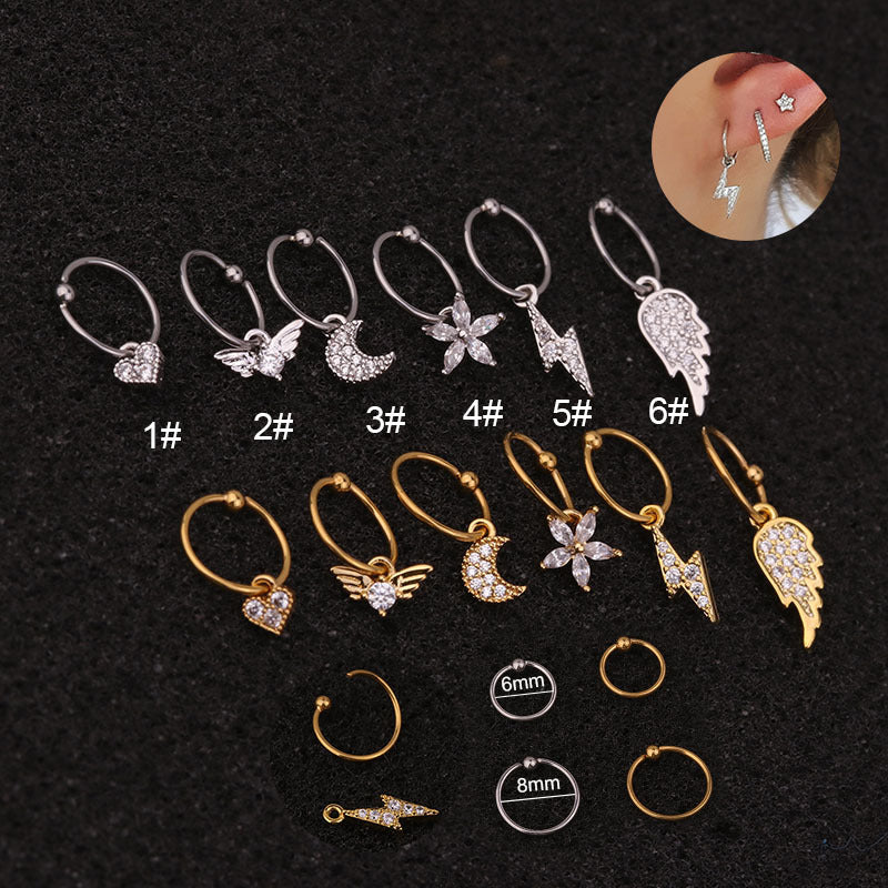 20G Surgical Steel Moon Dangle Huggie Earrings for Women - Hypoallergenic Cartilage Hoop Earrings for Sensitive Ears | Perfect for Everyday Wear, Date Nights & Gifts (HSPJ223)