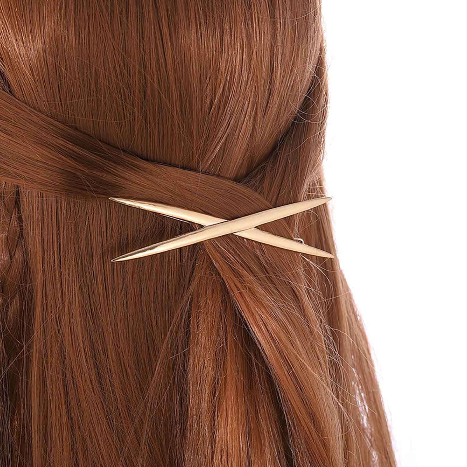 Minimalist X-Shaped Hair Clips - Gold Metal Geometric Hairpins & Barrettes for Women & Girls | Elegant Hair Accessories for Weddings, Parties & Everyday Styling