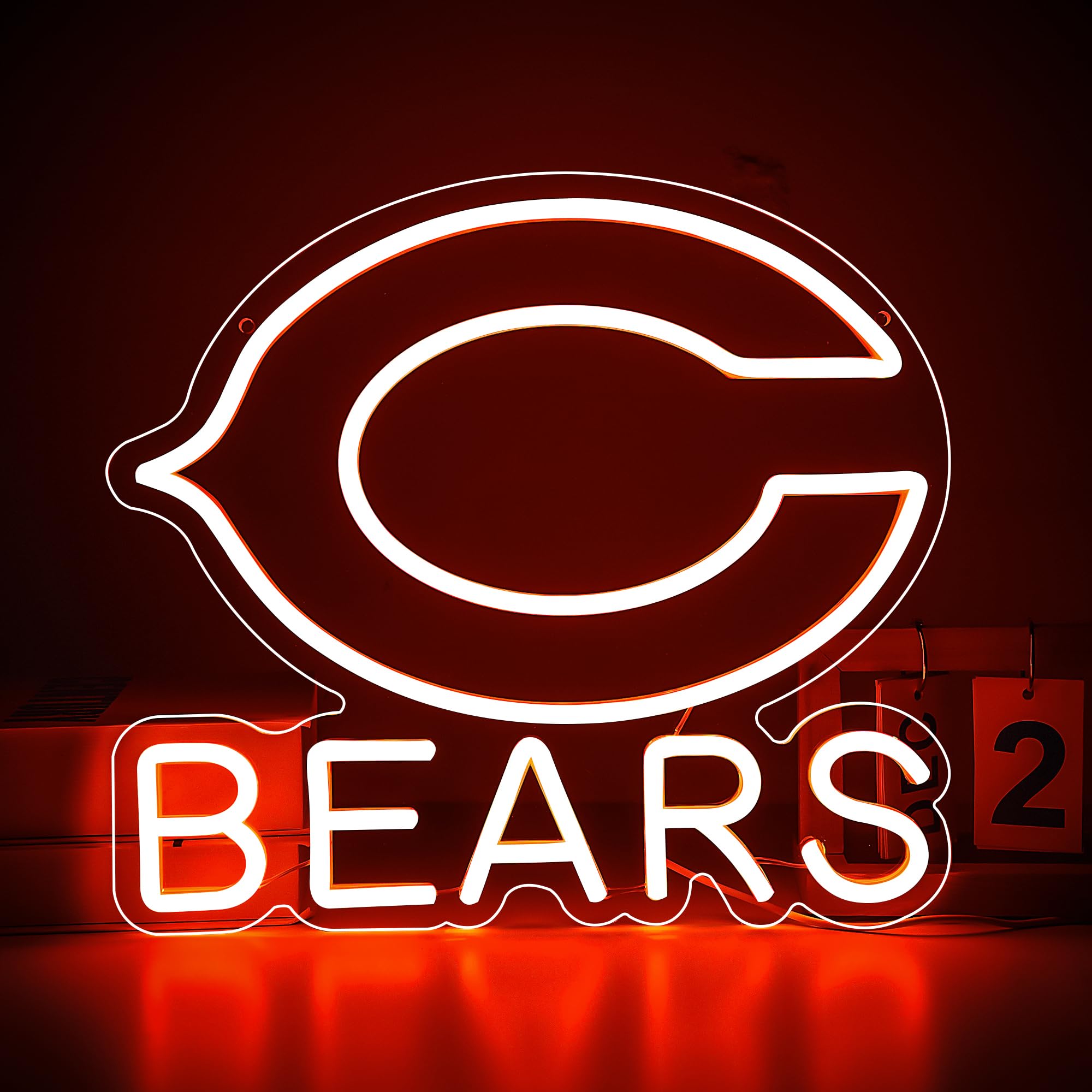 Football Team Bears LED Neon Sign - 12.2x13.5 Inch Orange Wall Decor for Man Cave, Sports Bar & Game Room | Perfect Birthday Gift for Football Fans & Party Club Decor (ZYLD115)
