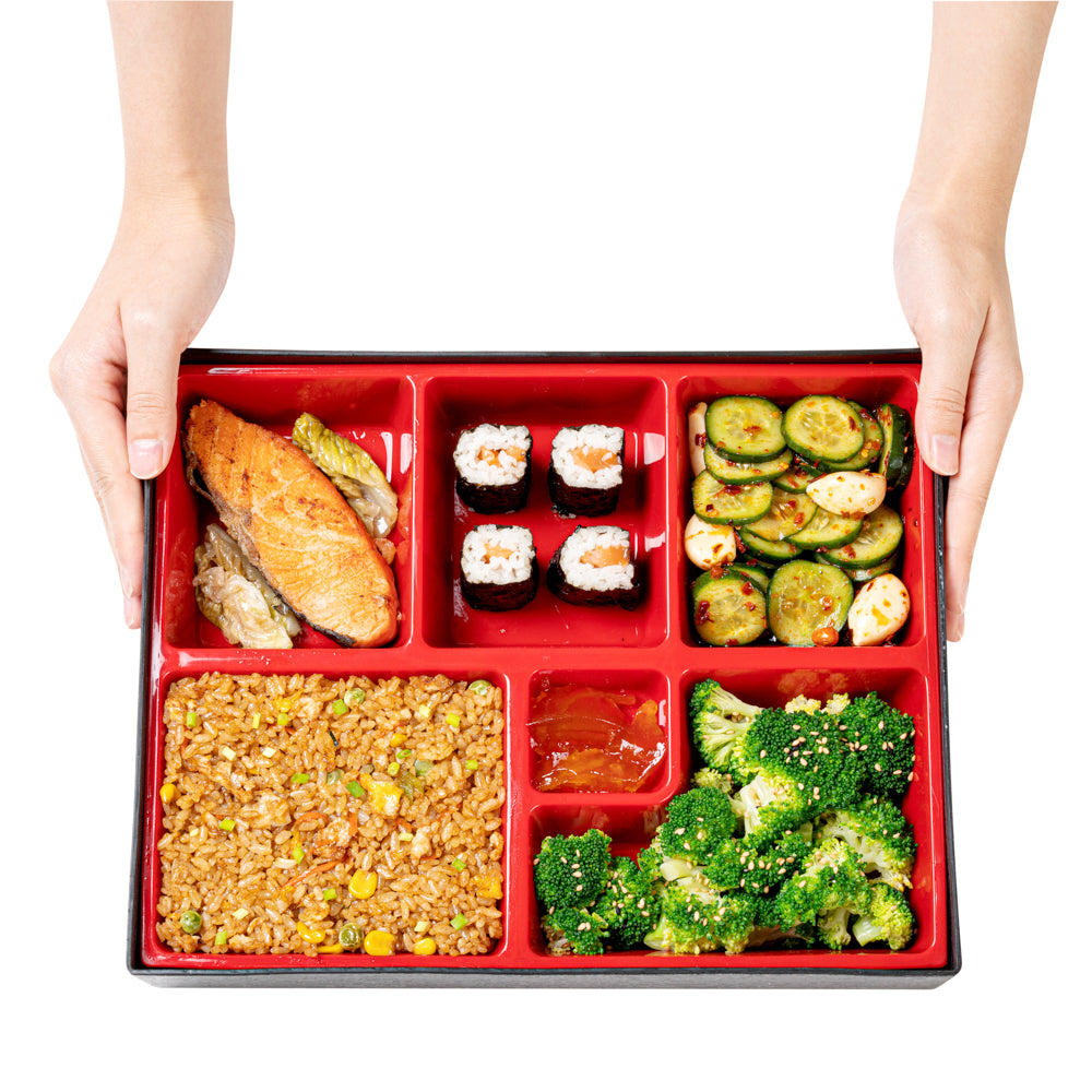 Premium Japanese Bento Box - Large 6-Compartment Lunch Container (12.25