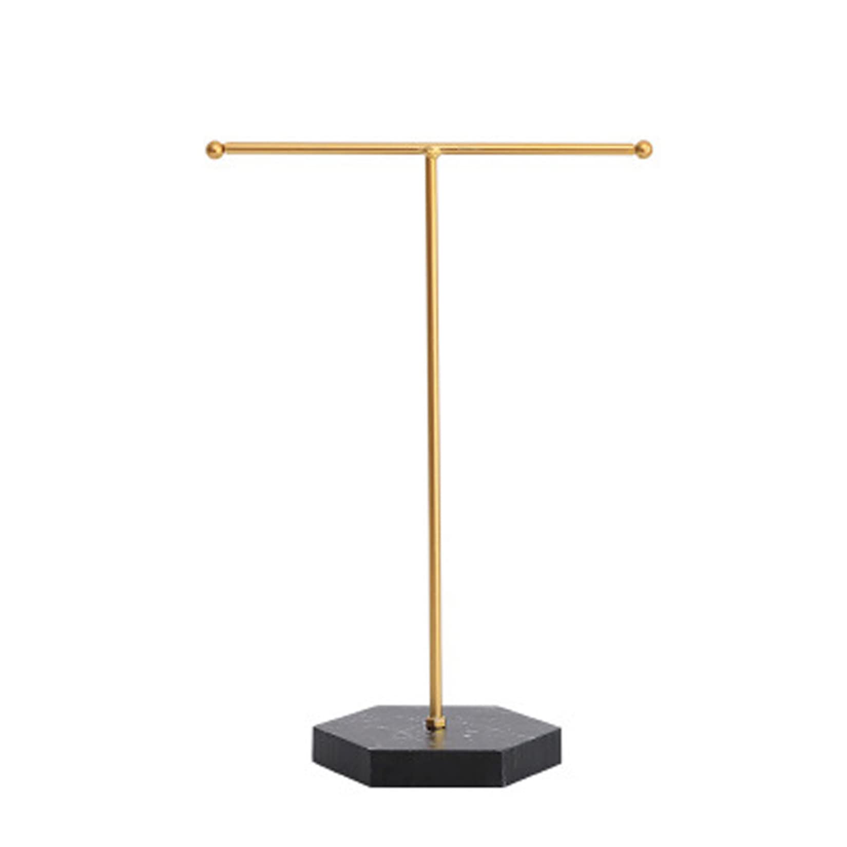 Elegant Jewelry Display Stand - T-Bar Metal Necklace Holder with Black Marble Base for Necklaces, Earrings, Bracelets & Rings | Perfect for Boutique, Home Decor & Jewelry Organization