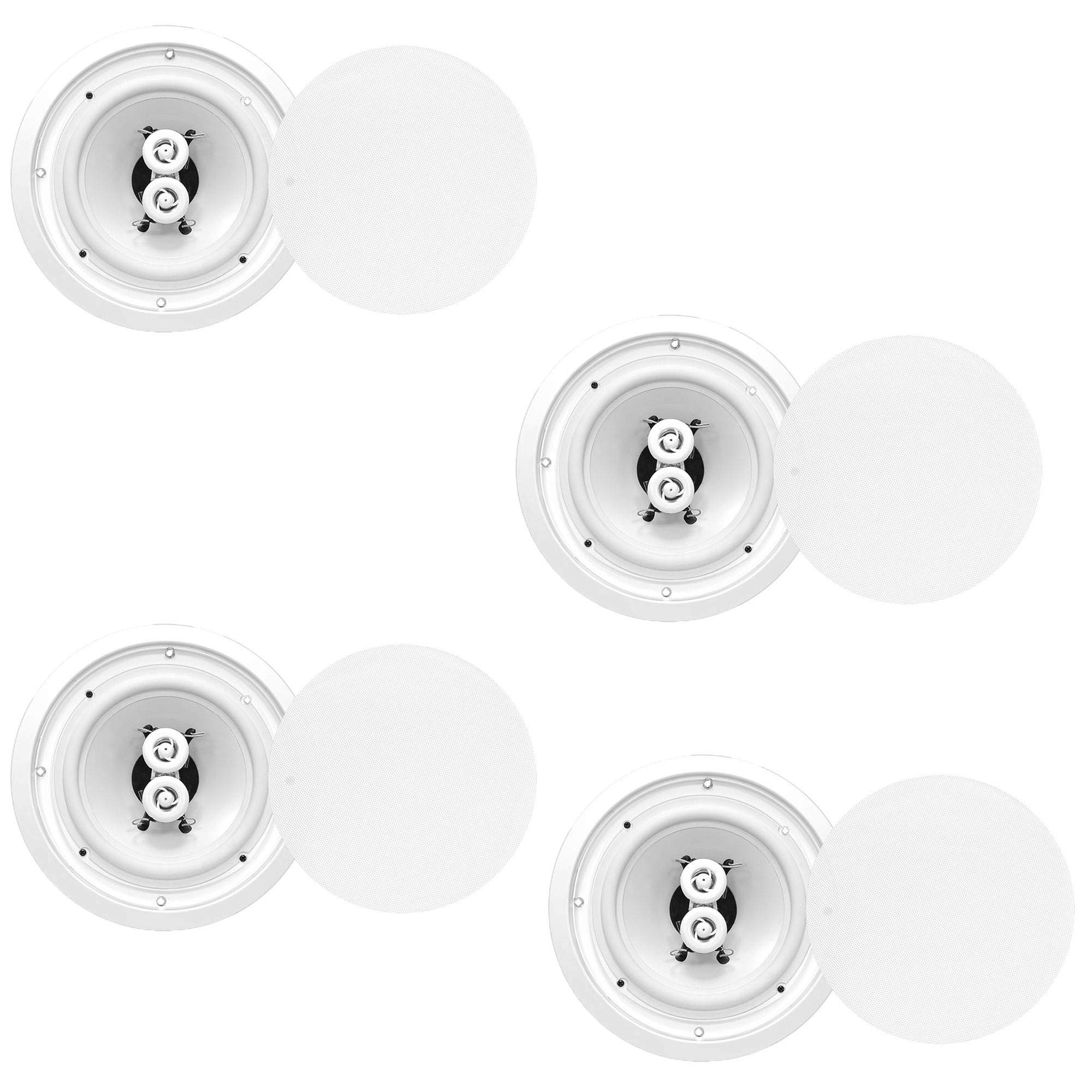 Pyle 6.5 Inch 300W Waterproof In-Ceiling & Outdoor Speakers (4 Pack) - High Performance Home Audio System for Patio, Garden, Pool Area & Indoor Surround Sound