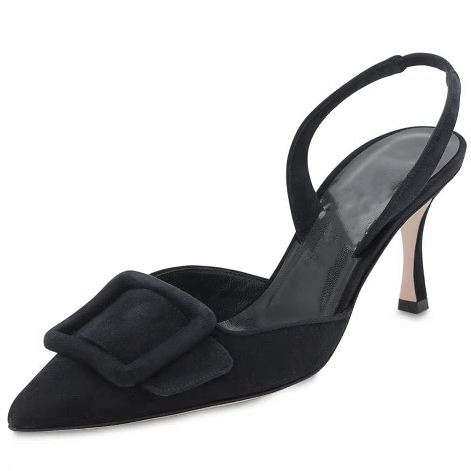 Women's Kitten Heel Slingback Pumps - Pointed Toe Buckle Strap Dress Sandals for Wedding, Party & Evening Events | Comfortable Elegant Heels for Work, Date Night & Special Occasions