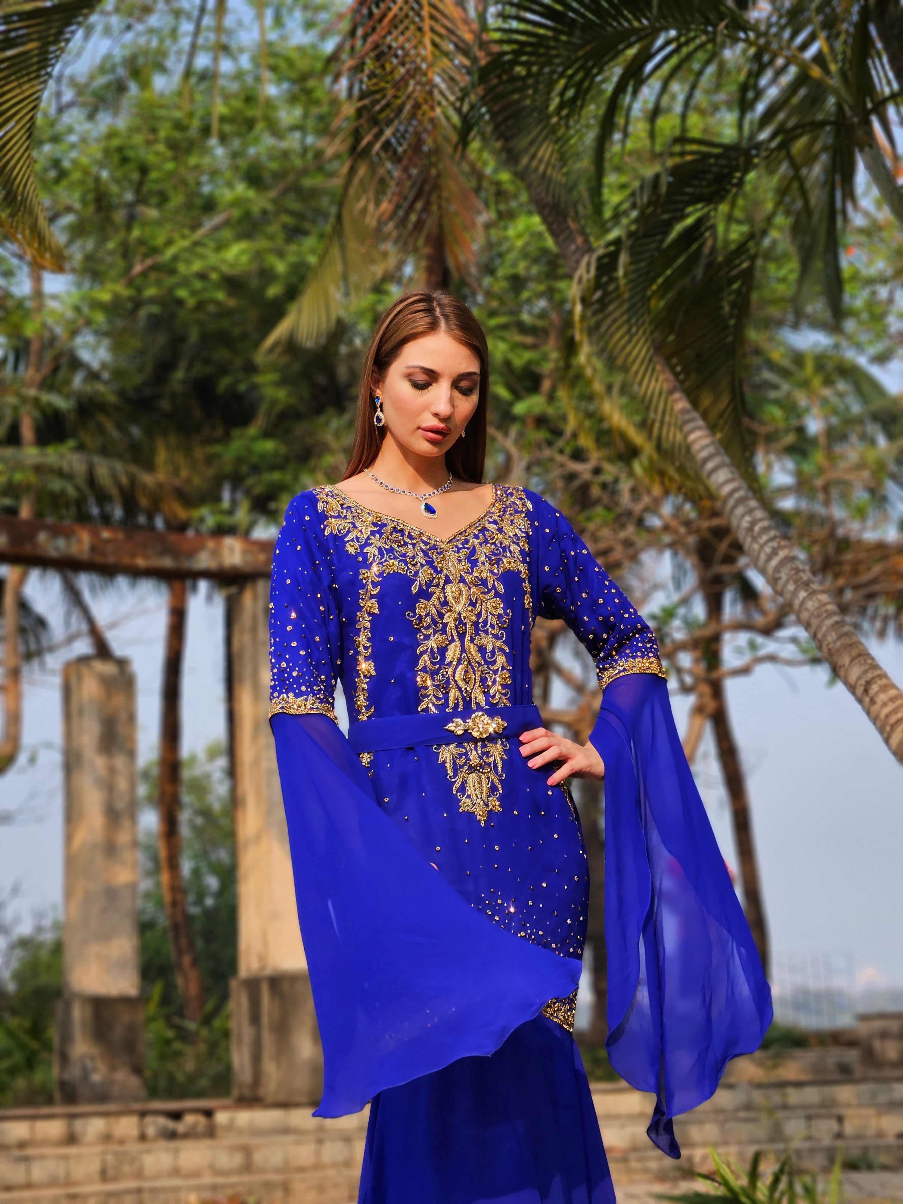 Elegant Designer Algerian Caftan Mermaid Wedding Dress - Perfect for Bridal Ceremonies, Evening Galas & Special Occasions