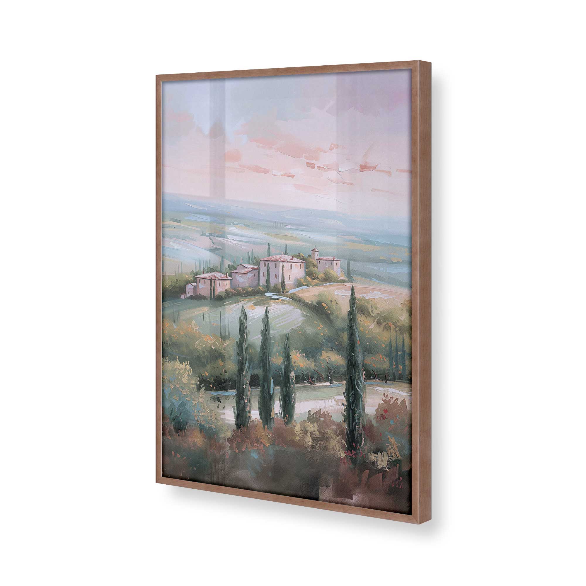 Tuscany Sunset Landscape Art Print - Dusk's Glow v1 Wall Decor for Living Room, Bedroom & Office