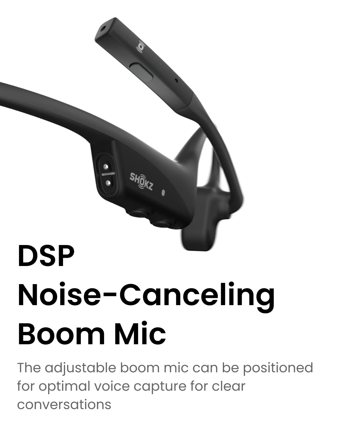 SHOKZ OpenComm2 UC Bone Conduction Bluetooth Headset with Boom Mic - USB-C Computer Headphones for PC & Mac, Zoom Certified, Noise Cancelling Microphone - Ideal for Remote Work, Online Meetings & Gaming (Black)