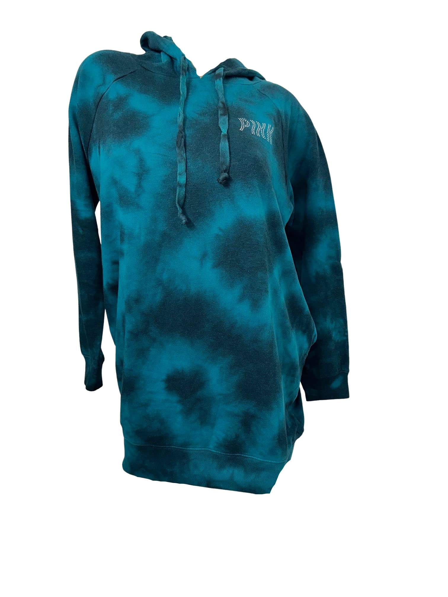 Victoria's Secret Pink Oversized Tie Dye Hoodie Dress with Rhinestones - Green Shine Medium Size | Cozy Loungewear & Casual Streetwear Fashion for Women