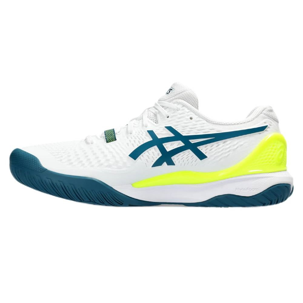 ASICS Gel Resolution 9 Men's Tennis Shoes - White/Restful Teal - High-Performance Court Shoes for Competitive Play & Training - Perfect for Hard Court Tennis Matches & Gym Workouts