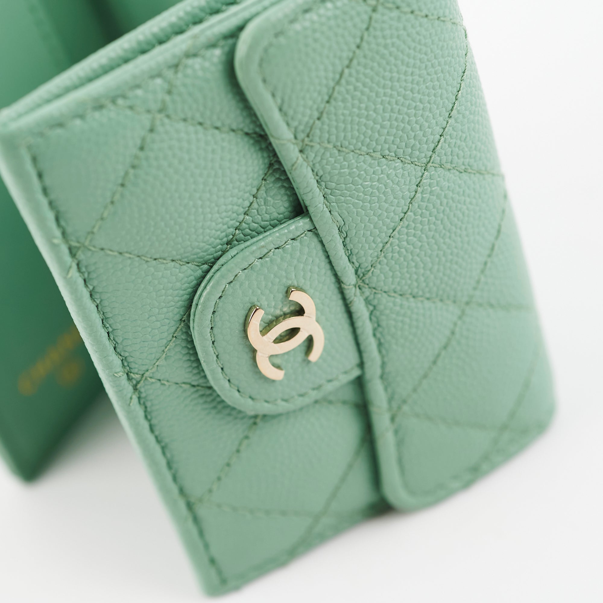 Chanel Caviar Leather Compact Wallet in Green - RFID Microchipped for Secure Payments | Perfect for Everyday Use & Luxury Fashion Accessories