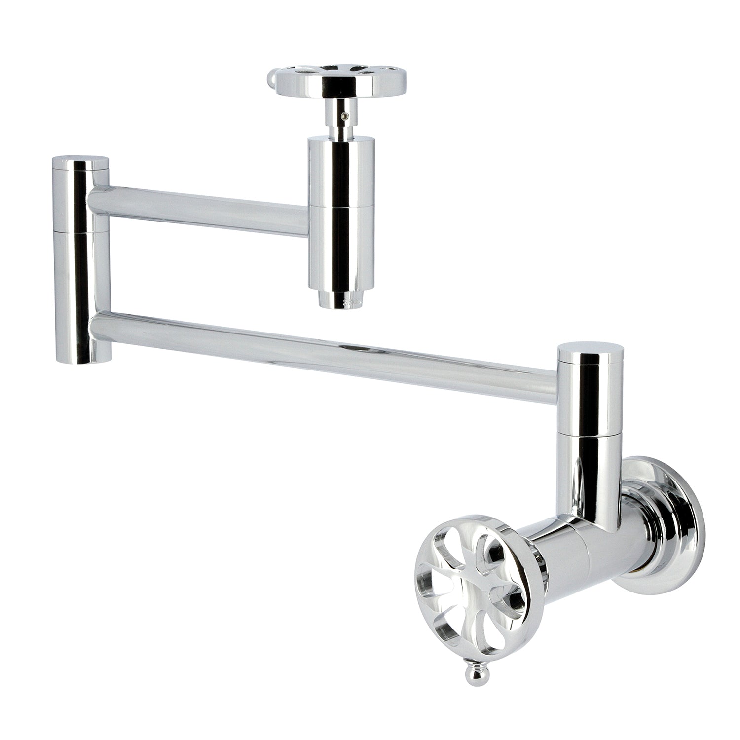 Belknap KS8101RX Two Handle Wall Mount Pot Filler Faucet - Polished Chrome Finish - Ideal for Kitchen Sink, Stove & Cooking Area
