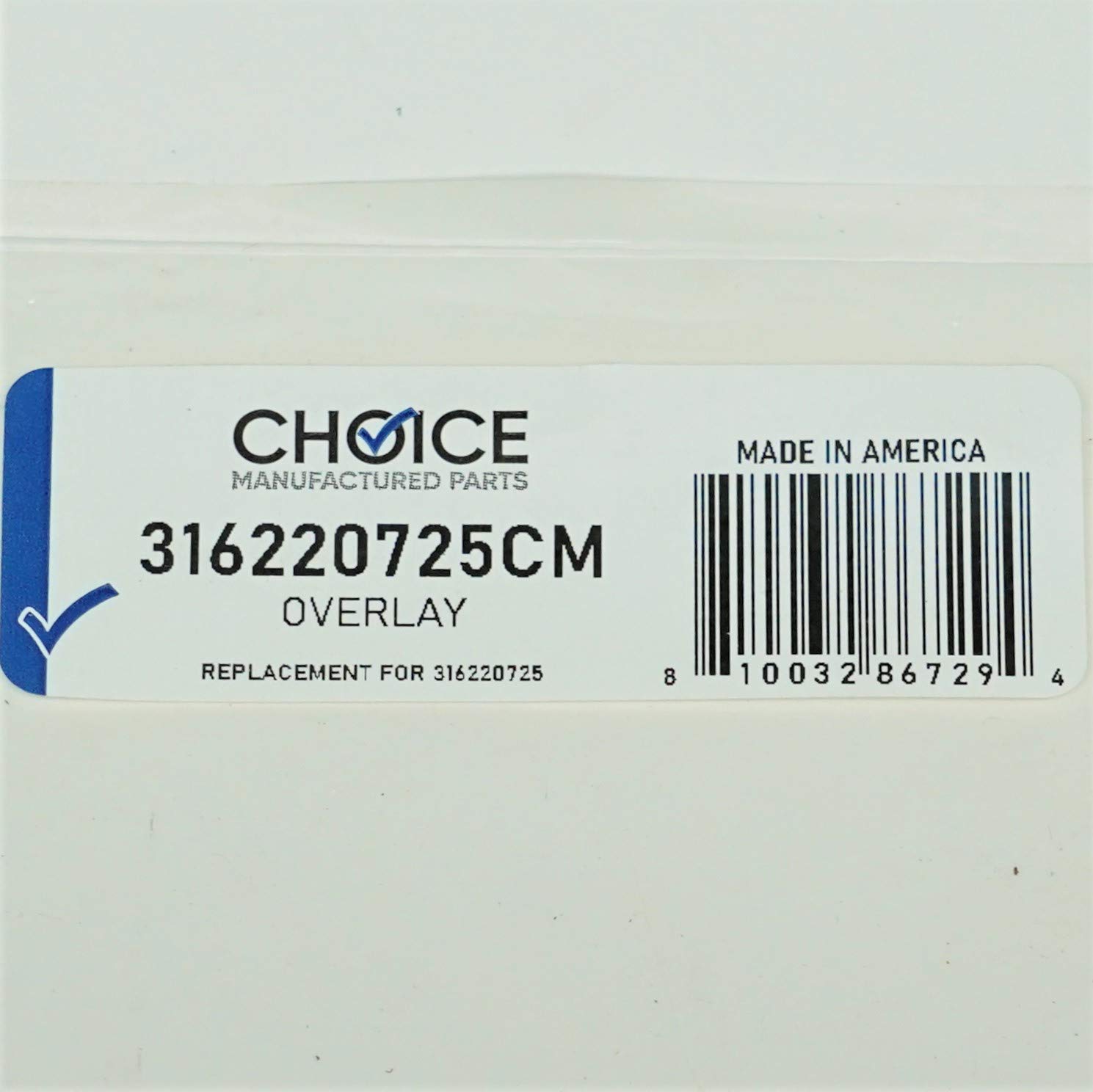 Electrolux Frigidaire Range Oven Control Overlay Replacement Part 316220725 | Compatible with Select Models | Durable & Easy Installation for Kitchen Appliance Repair
